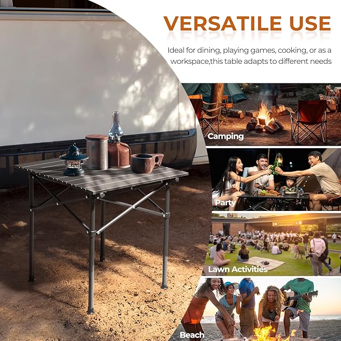 Outvita Beach Picnic Table Lightweight Roll Up Low Camping Table Portable Folding Table with Carrying Bag for Outdoor BBQ Sand Picnic Party Patio 20 Inches