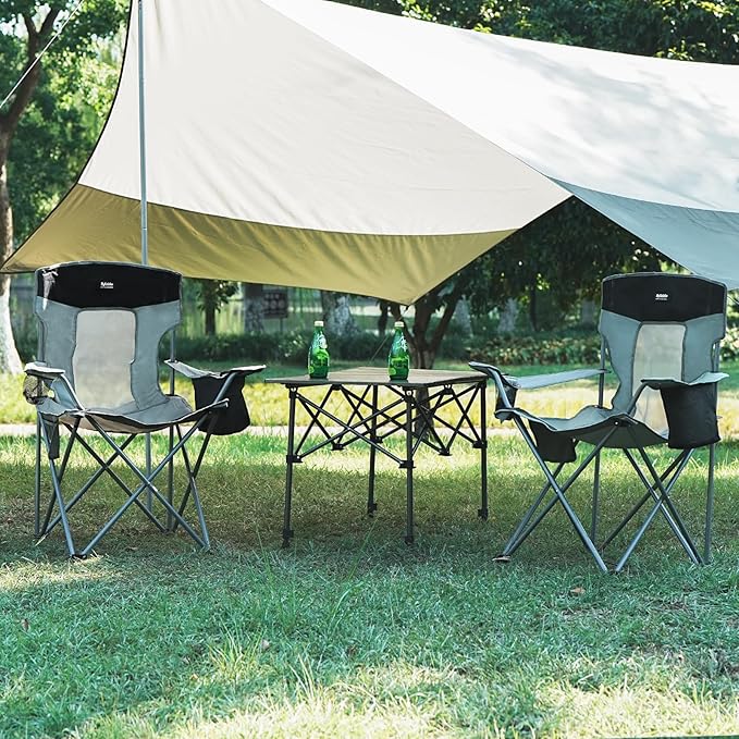 Camping Folding Chair Outdoor Lawn Portable Lightweight Camp Folding Chairs for Adult Outside with Cup Holder Cooler Pouch &amp Side Pocket for Camping Beach Fishing Sports or Tailgating Events