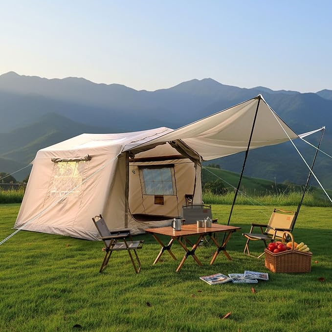 Inflatable Camping Tents with Hand Pump Air Glamping Tents8 m ² Inflatable Tents for Camping with Canopy Truck and Universal CarsEasy Setup