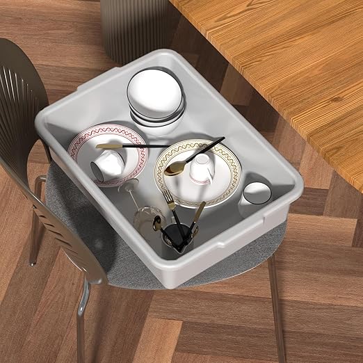 4 Pack Rectangle Utility Dish Tubs 13 Liter Restaurant Bus Tub Light Gray