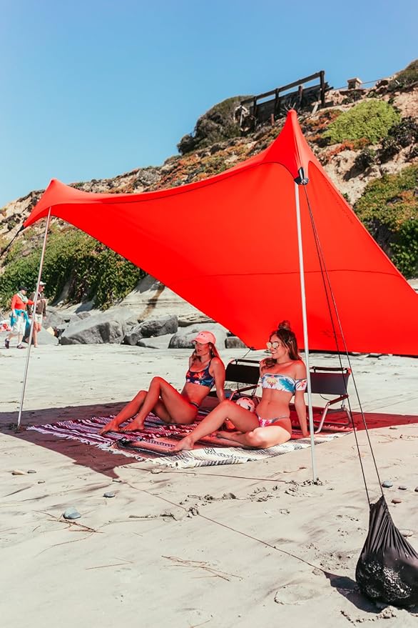 Neso Grande Portable Beach Tent Sun Shelter - Lightweight Beach Shade Canopy - Easy Setup for Family Outings - Patented Reinforced Corners - UPF 50+ Sun Protection - 7ft Tall 9 x 9ft