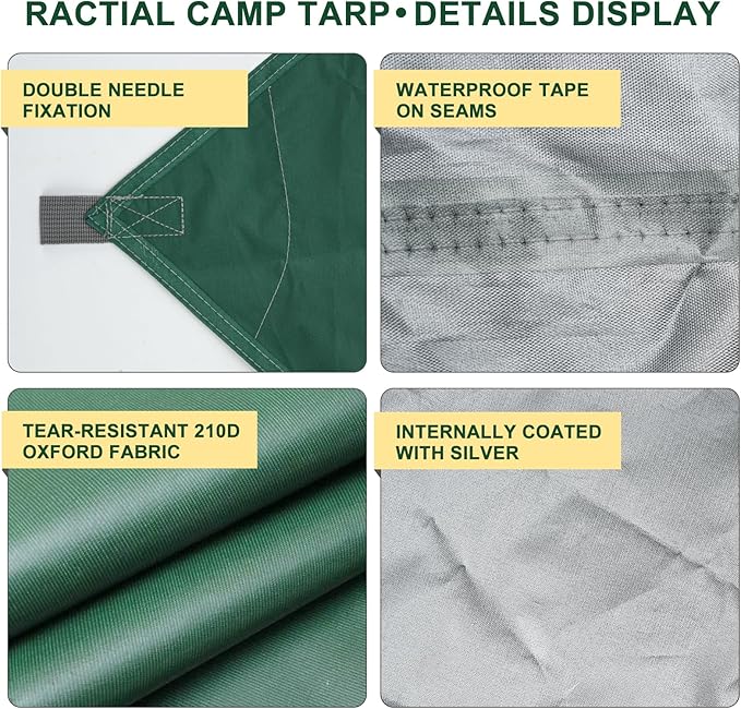 Rain Fly Hammock Waterproof Camping Tent Tarp COVVY Portable Multifunctional Camping Gear Equipment Lightweight Backpacking Shelter Awning for Outdoor Hiking Travel Fast Set Up with Tent Accessories