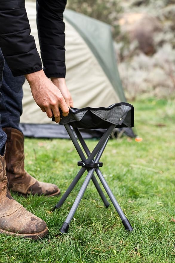 Stansport Apex Fold-Up Stool (G-140) - Black/Grey Portable and Lightweight Stool for Camping Fishing Hiking Backpacking and More - 300 lbs weight capacity