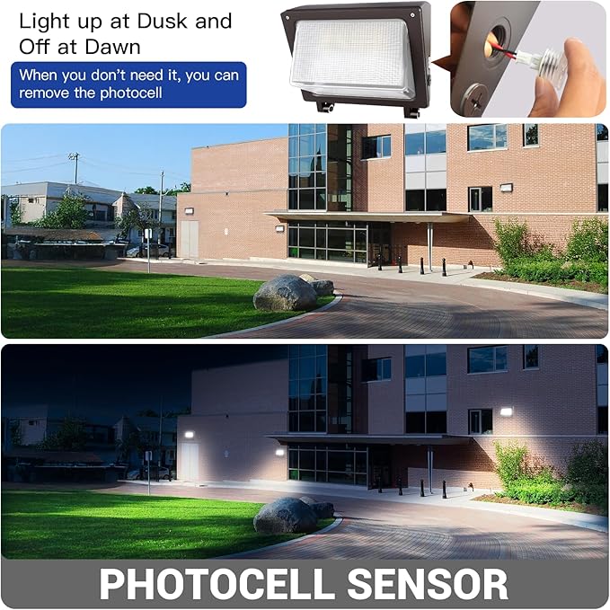 JTT 4pack 120W/96W/72W LED Wall Pack Light with Dusk to Dawn Photocell18000LM 6000K/5000K/4000K Daylight IP65 Waterproof WallPack Lights Outdoor LED [Eqv. 800W HPS/HID] for Parking LotWarehouseYard