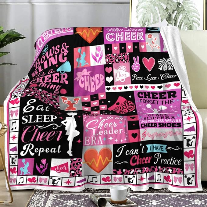 Cheerleader Gifts Cheer Blanket for GirlsFlannel Cheerleaders Throw Blanket Cheerleading Gifts for Girls Team Cheer Lovers 60x50