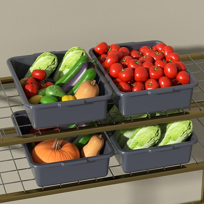12-Pack Bus Box Commercial 13 L Dishpan Tub for Restaurant Gray Plastic Bus Tubs