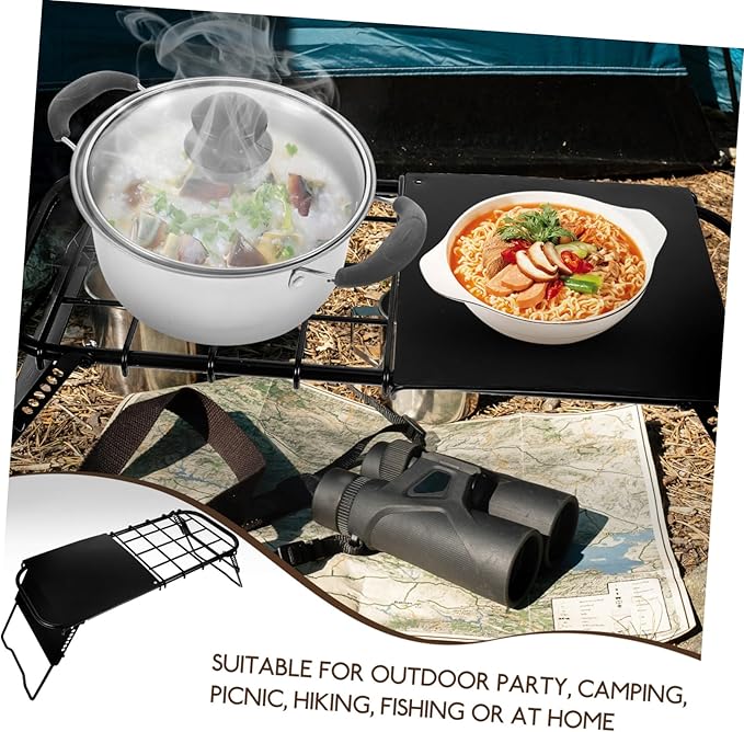 Hemoton Portable Folding Camping Table Metal Grill Table Outdoor Picnic for Patio BBQ Folding Camping Furniture