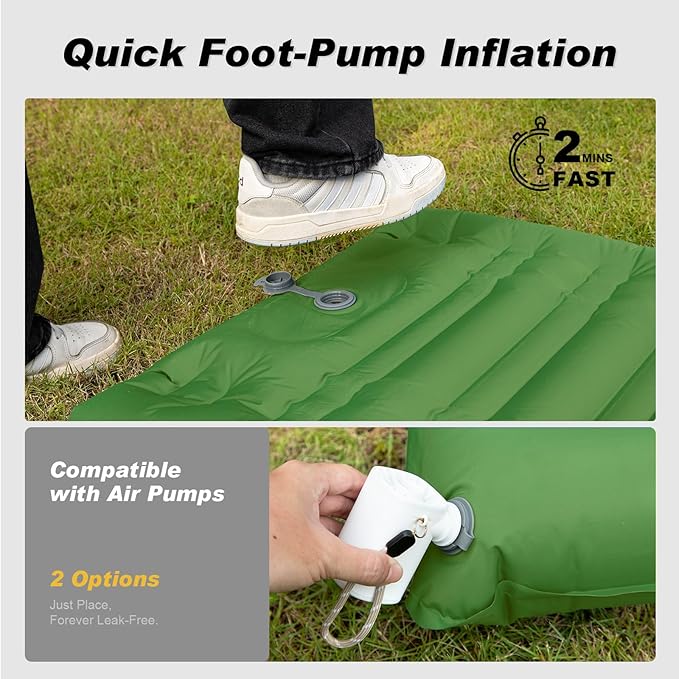Camping Sleeping Pad Extra Thickness 4.7 Inch Inflatable Sleeping Mat Ultralight Waterproof Camping Mat with Built in Pump Air Mattress for Backpacking Hiking Tent Travel