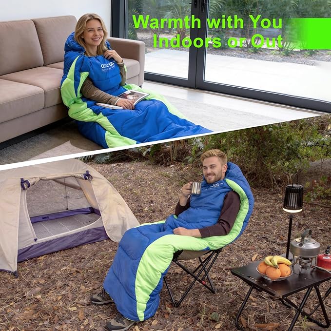 M180 Wearable Sleeping Bag with Arm Holes &amp Feet Openings 3-Season 50°F Ultralight Backpacking Sleeping Bag Water-Resistant Portable Camping Gear for Adults RV &amp Stadium