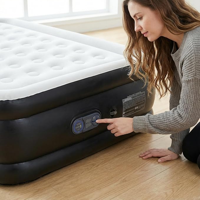 18 Inflatable Air Mattress with Built-in Pump Double Height Non-Slip 660lb Capacity - Queen Size