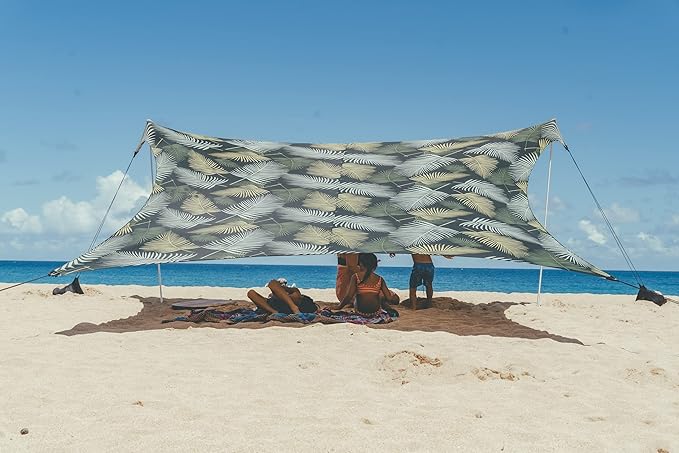Neso Grande Portable Beach Tent Sun Shelter - Lightweight Beach Shade Canopy - Easy Setup for Family Outings - Patented Reinforced Corners - UPF 50+ Sun Protection - 7ft Tall 9 x 9ft