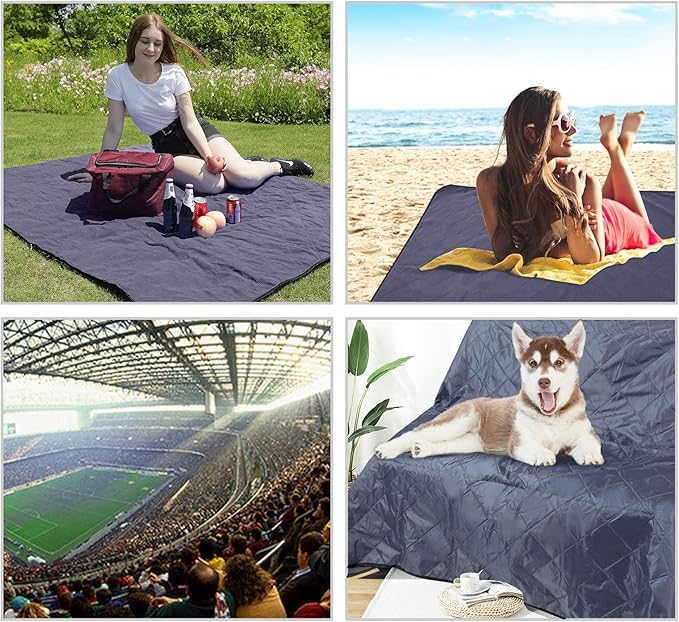 REDCAMP Large Waterproof Stadium Blanket for Outdoor Sports Soft Warm Fleece Camping Blanket Windproof for Cold Weather 79x 59Grey