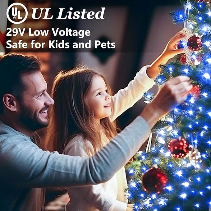 1500 LED Christmas Lights Outdoor with 12 Modes 470FT Green Wire Christmas String Fairy Lights with Timer &amp Dimmable Waterproof Twinkle Tree Lights for House Ocean Party Wedding Xmas Decor Blue