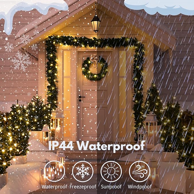 2-Pack Total 164FT 400LED Connectable Christmas Lights Outdoor Christmas String Lights Waterproof with 8 Modes &amp Timer Green Wire Twinkle Lights for Xmas Tree Decorations Outdoor Indoor Warm Wh