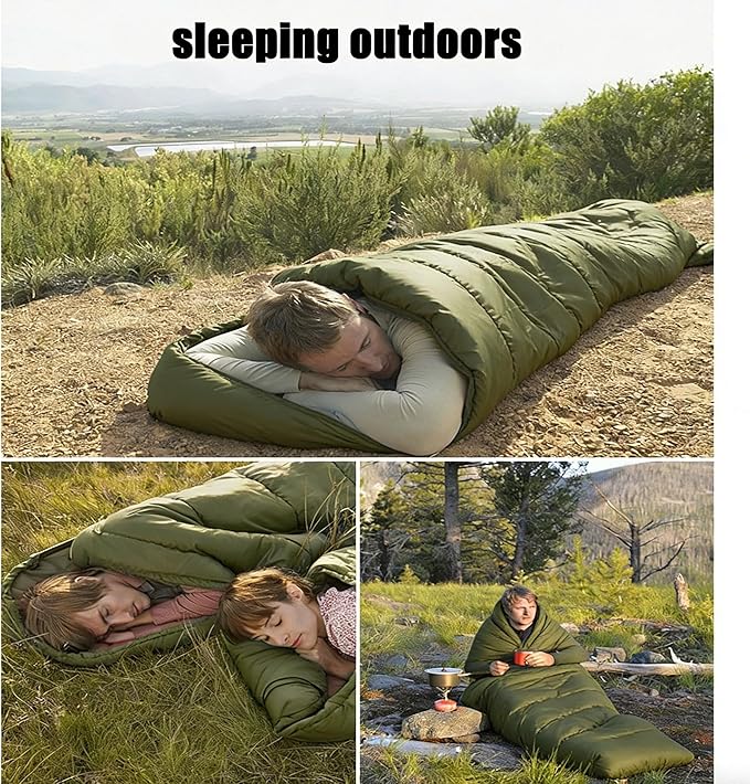 SNZ All-Season Lightweight Sleeping Bag - Mummy Camping Sleeping Bag for Adults &amp Kids Camping Essentials Warm &amp Cold Weather for Hiking Backpacking