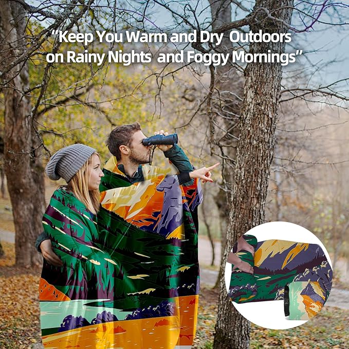 Outdoor Puffy Camping Blanket Lightweight Down Alternative Puffy Printed Camping Large Ultra Warm Hammock Top Quilt Waterproof Blanket for Traveling Picnic Beach Party Cold Weather (Peak)
