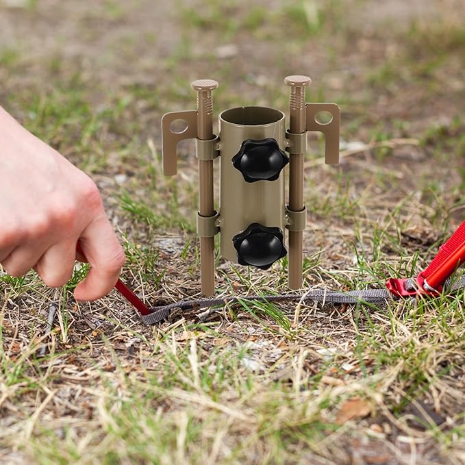 6pcs Adjustable Heavy Duty Tent Pole Stakes Kit with Metal U-Shaped Anchors and Tent Stake Puller for Camping Beach Lawn and Inflatable Shelter Fixing