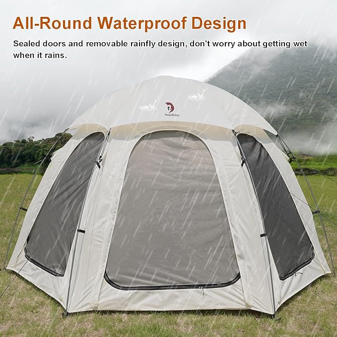 4-6 Person Outdoor Camping Dome Tent - 10 x 10 FT Screen House Room with Removable Waterproof Rainfly &amp Ground SheetLuxury Yurt Glamping Family Tents for Patios Outdoor Camping Activities
