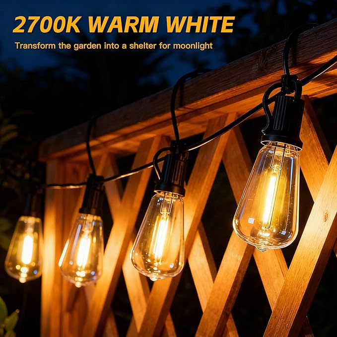 54(48+6) FT Solar String Lights Outdoor IP65Waterproof Garden LightUSB &amp Solar ChargingWith Remote And 24+2 LED Shatterproof Bulb 8 Light ModesDimmable solar lightsDecoration For Camping Backy
