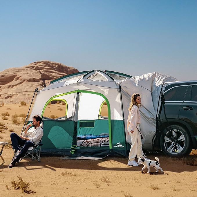 SUV Tents for Camping 6 Person Waterproof Car Family Camping Tent with Tailgate Attachment for SUV Jeep Truck with Cap Easy Setup Large Tent for Outdoor Camping