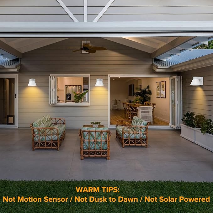 UME 2 Pack LED Outdoor White Front Porch Lights Waterproof Wall Lantern Light Fixture Anti-Rust Farmhouse Barn Wall Sconce for Patio Doorway Garage