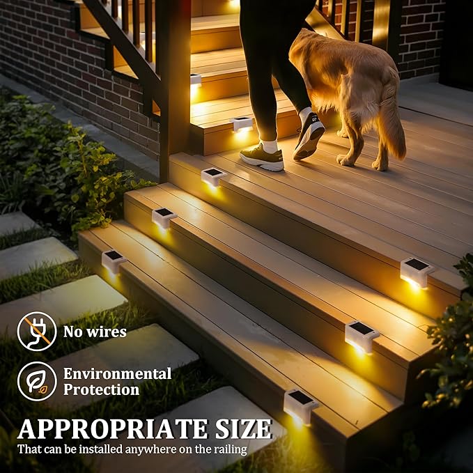 Solar Deck Lights Outdoor Waterproof Solar Powered Fence Lights for Outside Stairs Step Yard Patio Garden and Pathway Decor(Warm White) 20Pack