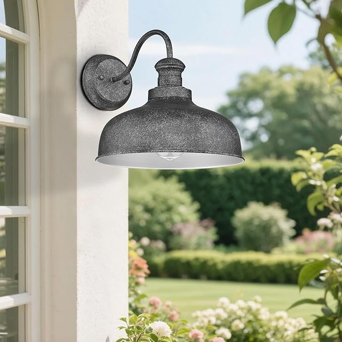 Outdoor Gooseneck Barn Light Outside Wall Sconce Weather Resistant Anti-Rust Farmhouse Exterior Wall Lantern for Porch Garage Patio Entryway (Antique Black 8 Pack)