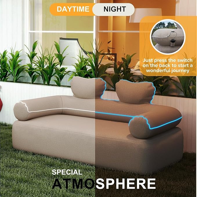 Portable Double Air Couch - Heavy Duty Outdoor Air Beach Couch Inflatable Lounger for Camping Picnics and Beach Games Camping Essentials for Aduilts 880 lbs (Double Inflatable Couch Khaki) | Outdoor