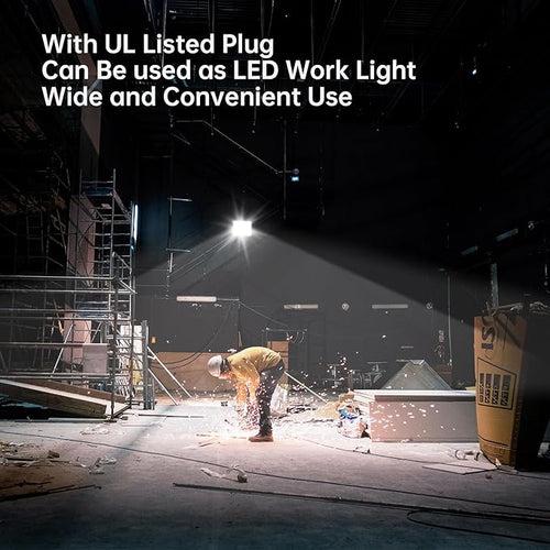 2 Pack LED Flood Light Outdoor 200W 20000LM Work Light IP66 Waterproof Floodlights 6000K Daylight White Security Light Plug-in for Yard Garage Garden