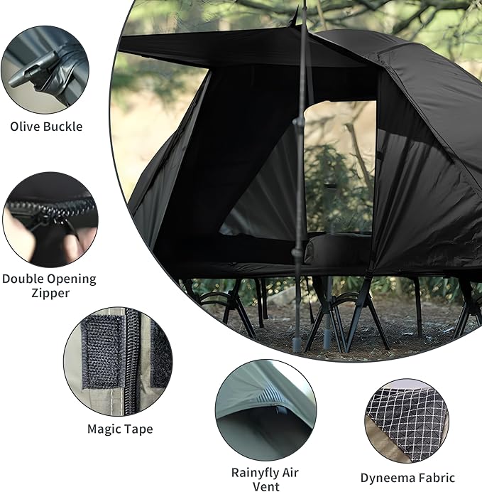 TENPLAY 1-Person Cot Tent FlysheetMust be Used with Matching Inner Tent LightweightWaterproof Sun ProtectionNylon Easy SetupExpandable Rainfly for Camping Hiking Backpacking Picnics