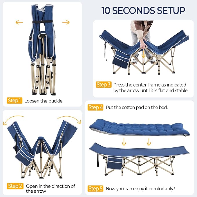 Yaheetech Folding Camping Cot Portable Outdoor Bed for Adults w/Mat &amp Storage Bag &amp Carry Bag Heavy Duty Cots for Outdoor Travel &amp Office/Home Nap