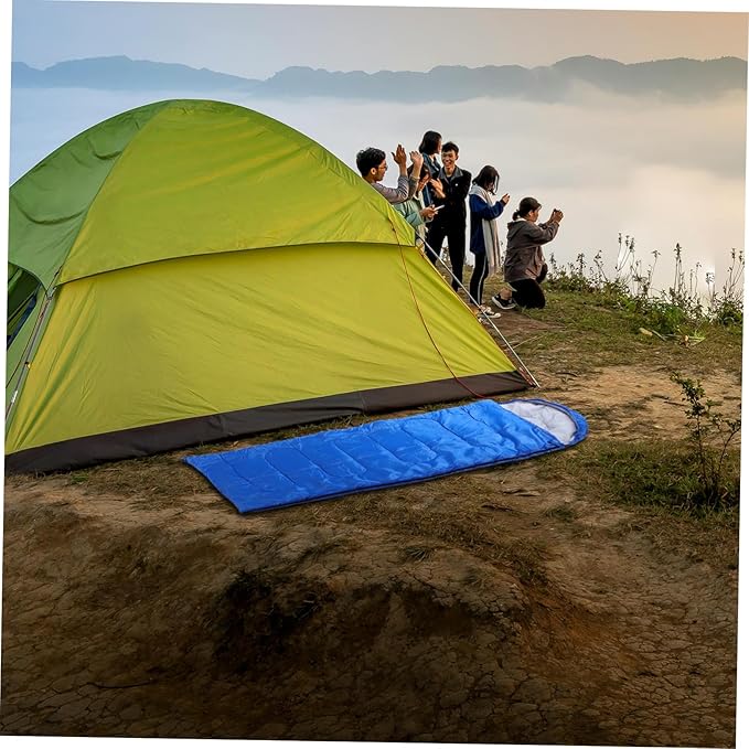 Outdoor for Adults Lightweight Warm Camping Bag with Hollow Cotton Filling Polyester for Backpacking Hiking and Outdoor Blue Envelope Design