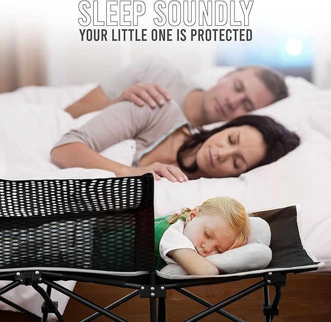 Toddler Cot Bed: Kids Travel Camping and Portable Folding Cot Great for Outdoors and Young Guests at Home. Comfortable Sleeping Bed Easy to Store and Use (White)