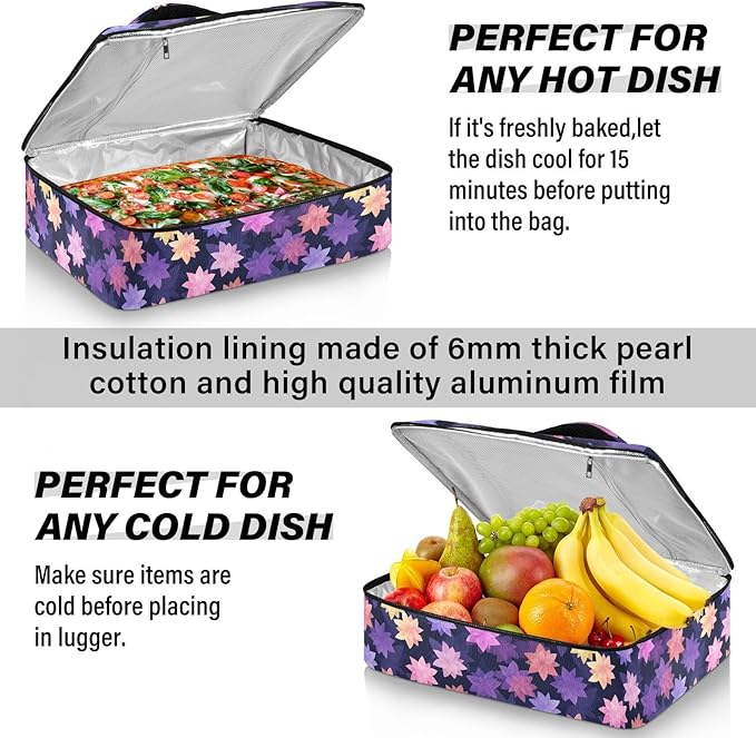Casserole Carrier Star-shaped FlowersInsulated Casserole Carrier for Hot or Cold Food Thermal Lunch Tote for Potluck Parties Picnic Beach Fits 9 x 13 Inches Baking Dish