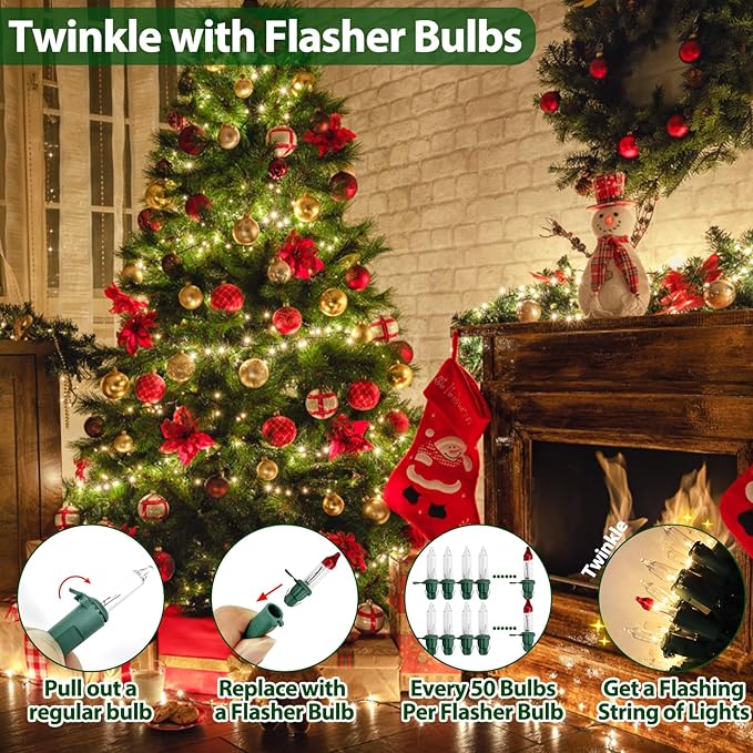Clear Christmas Lights 66FT 200 Incandescent Bulbs Warm White Mini Lights with Green Wire for Christmas Tree Garland Thanksgiving Wedding Party Home Indoor &amp Outdoor Festival Decoration