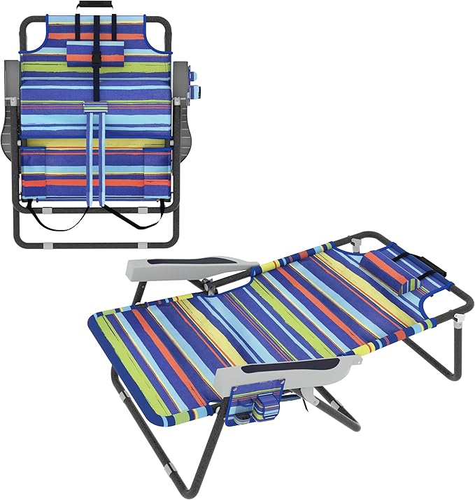 BlueWish Backpack Beach Chair 2 Pack Beach Chairs for Adults with Water-Resistant Storage Bag Oxford Fabric 5 Adjustable Position Folding Beach Chair for Poolside Garden Backyard