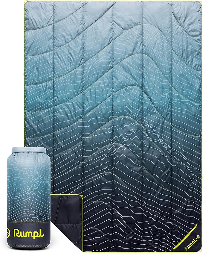 Rumpl Backcountry Puffy Blanket Ultra-Portable and Lightweight Adventure Blanket 1-Person (52x75 inches) Moraine Mist