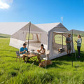 Inflatable Tent for Camping Waterproof Oxford Large Blow Up Hot Tent with Pump Easy Setup Inflatable Glamping House Air Tent for Family 4/6/8/10/12 People