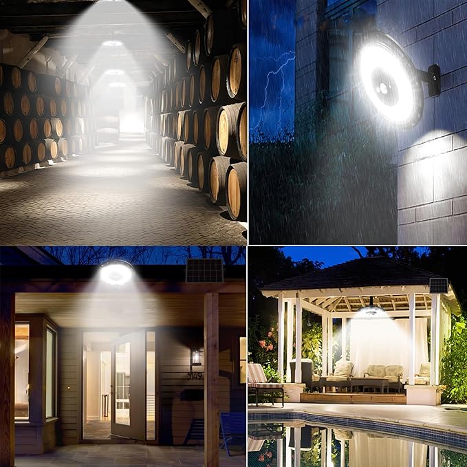 INDARUN Solar Shed Light Indoor Outdoor Solar Motion Lights with 5 Modes Up to 3000LM Waterproof Pendant Barn Lights for Porch Chicken Coop Garage Gazebo Lighting