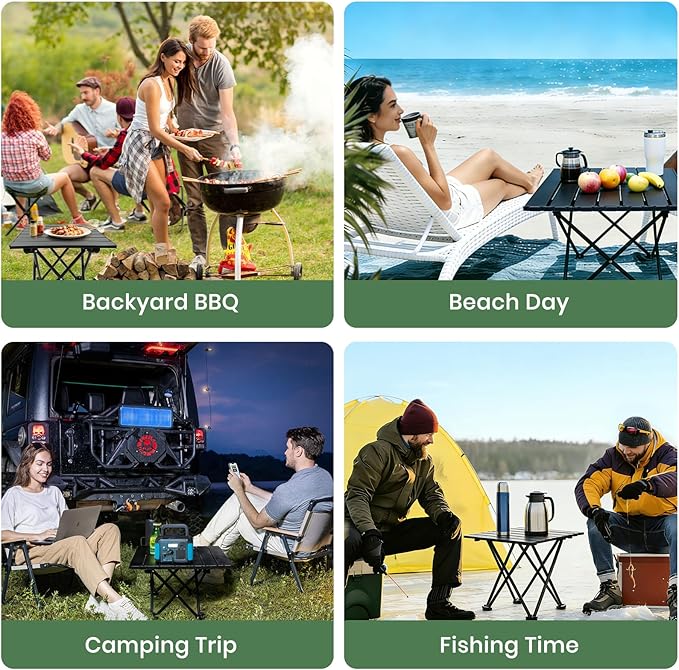 2 Pack Portable Camping Table Foldable Ultralight Small Folding Beach Table with Carry Bag for Outdoor Travel Beach Camp Picnic BBQ Cooking Festival Boat Home Use (Black-S)