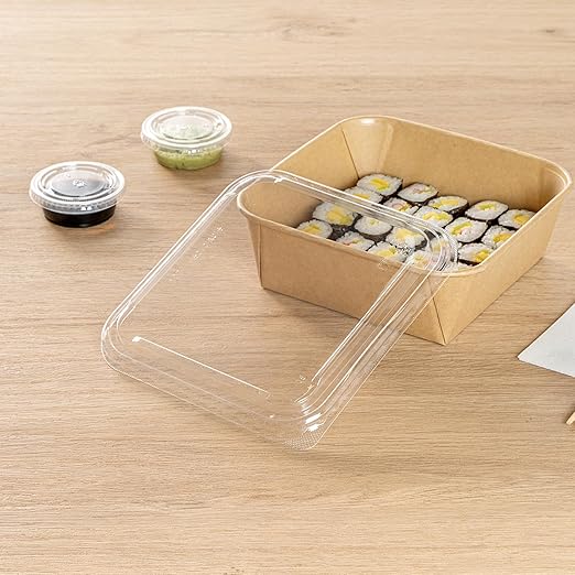 Restaurantware-LIDS ONLY: Matsuri Vision 7.1 x 7.1 x 0.7 Inch Lids For Sushi Containers 100 Airtight Lids - Containers Sold Separately No-Fog Design Clear Plastic Lids For Sushi Boxes