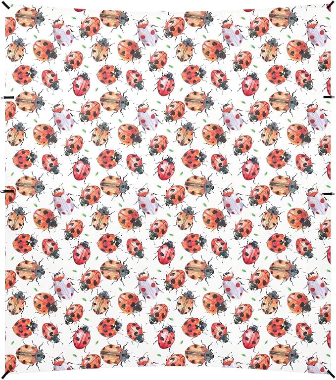 ALAZA Lady Bug Watercolor Beach Tent Sun Shelter UPF50+ Protection Beach Shade Canopy w/ 4 Sandbags for Outdoor Camping Fishing Backyard Fun Picnic 10x9 ft