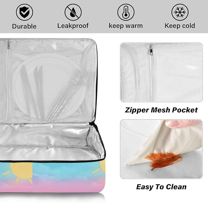 Casserole Carrier Beautiful Beach and StarfishInsulated Casserole Carrier for Hot or Cold Food Thermal Lunch Tote for Potluck Parties Picnic Beach Fits 9 x 13 Inches Baking Dish