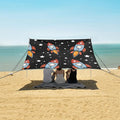 Spaceship Cartoon Character Seamless Pattern Camping Sun Shelter Beach Tent Portable Beach Sun Shade Outdoor Canopy for Camping Trips Fishing Picnic