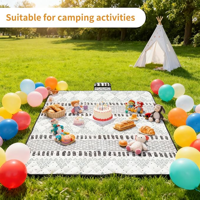 80''x80'' Checkered Picnic Blankets Thickened Large Beach Blanket Waterproof Foldable Outdoor Mat for Camping Beach Tent Park