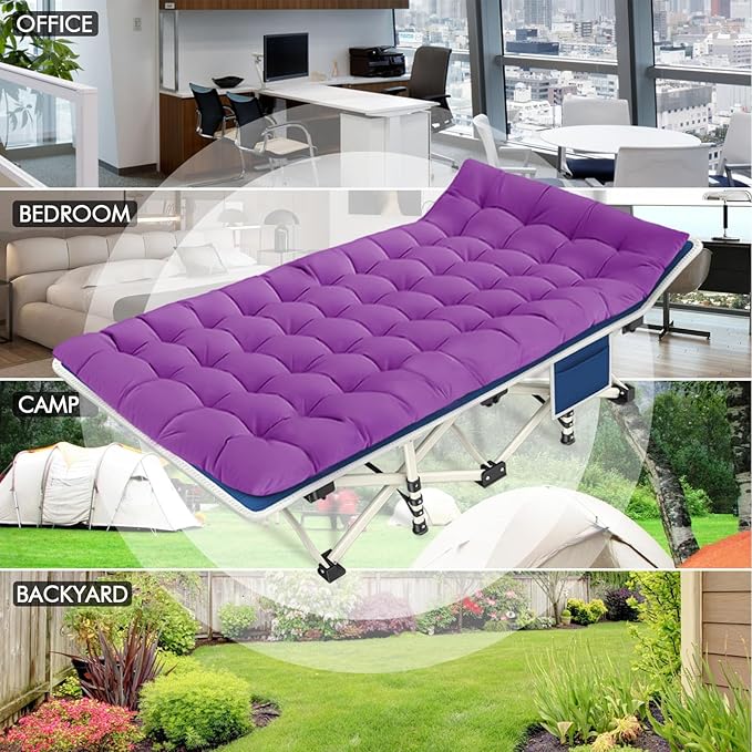 Heavy Duty Camping Cot 2 Pack with Comfortable Mattress and Pad Portable Sleeping Bed for Adults Ideal for Outdoor Vacations Includes Carry Bag Perfect for 2 Persons