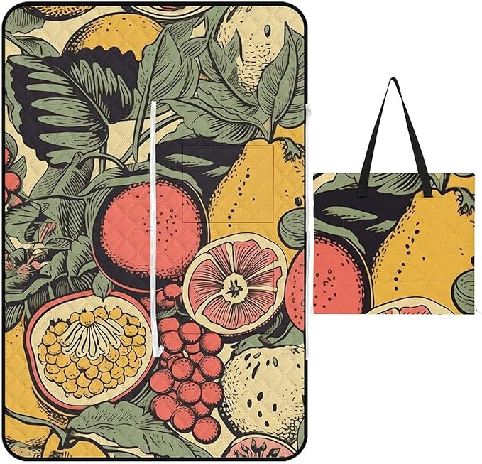 Zipper Fruits and Leaves Style Picnic Mat Suitable for Travel Camping Park Or Home Use