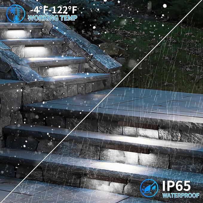 4-Packs 5W 12inch LED Hardscape Paver Lighting12V AC/DC Low Voltage Retaining Wall LightsLED Landscape Lighting5000K Daylight White Outdoor Step Light50000 Hours Lifespan