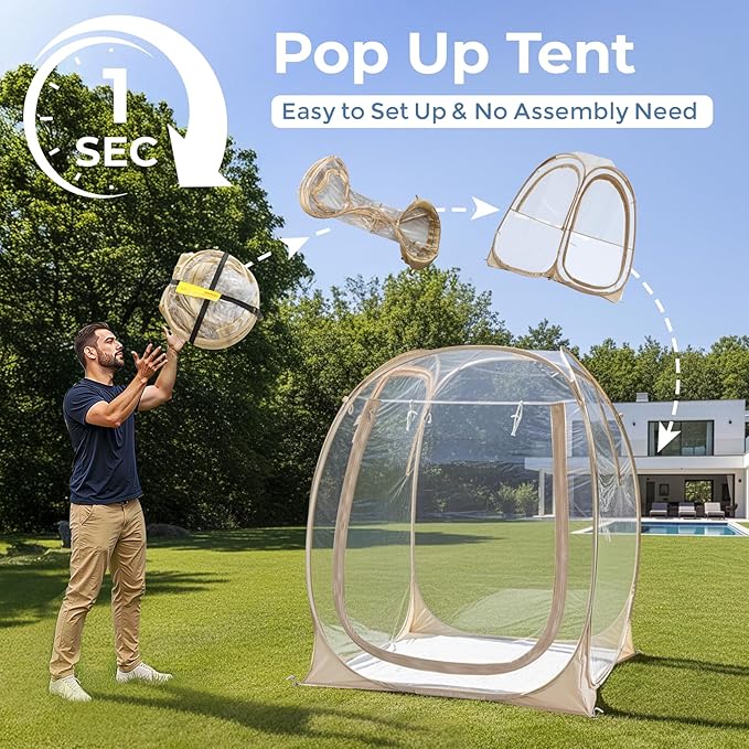 Alvantor® Pop Up Bubble Tent®Large Oversize Igloo Screen House1 Person Cold Protection Outdoor Igloo Winter Tent 4'x4'x5'
