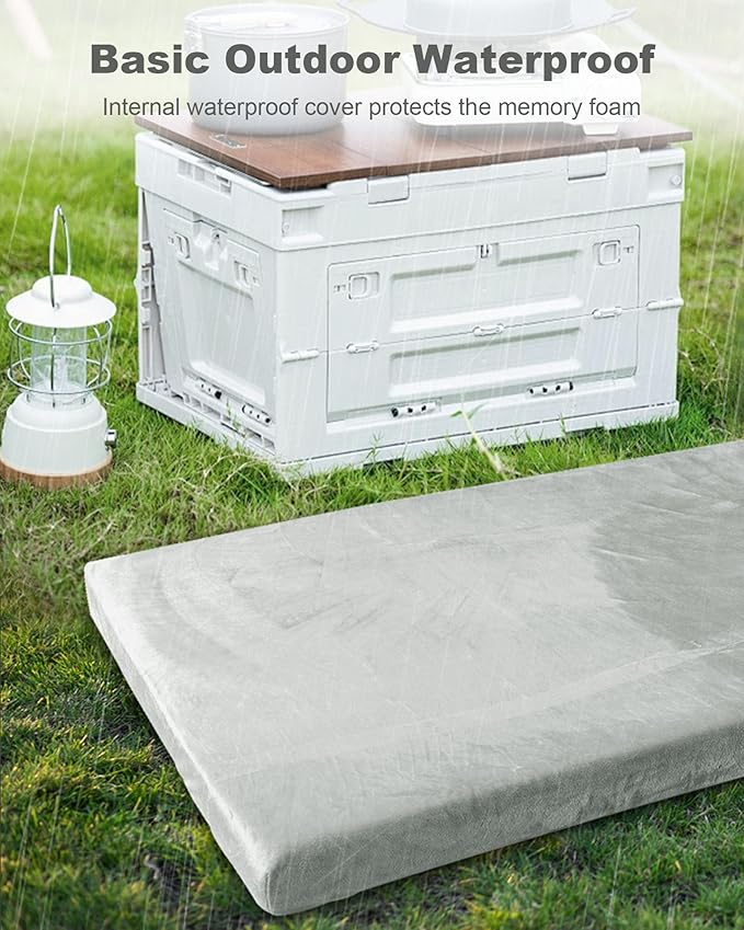 Ferlizer Memory Foam Camping Mattress Pad 3 Portable Roll Up Sleeping Pad for Adults Camping Bed Pads for Sleeping with Waterproof Cover &amp Travel Bag CertiPUR-US